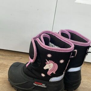 Toddler Black and Pink Unicorn Boots